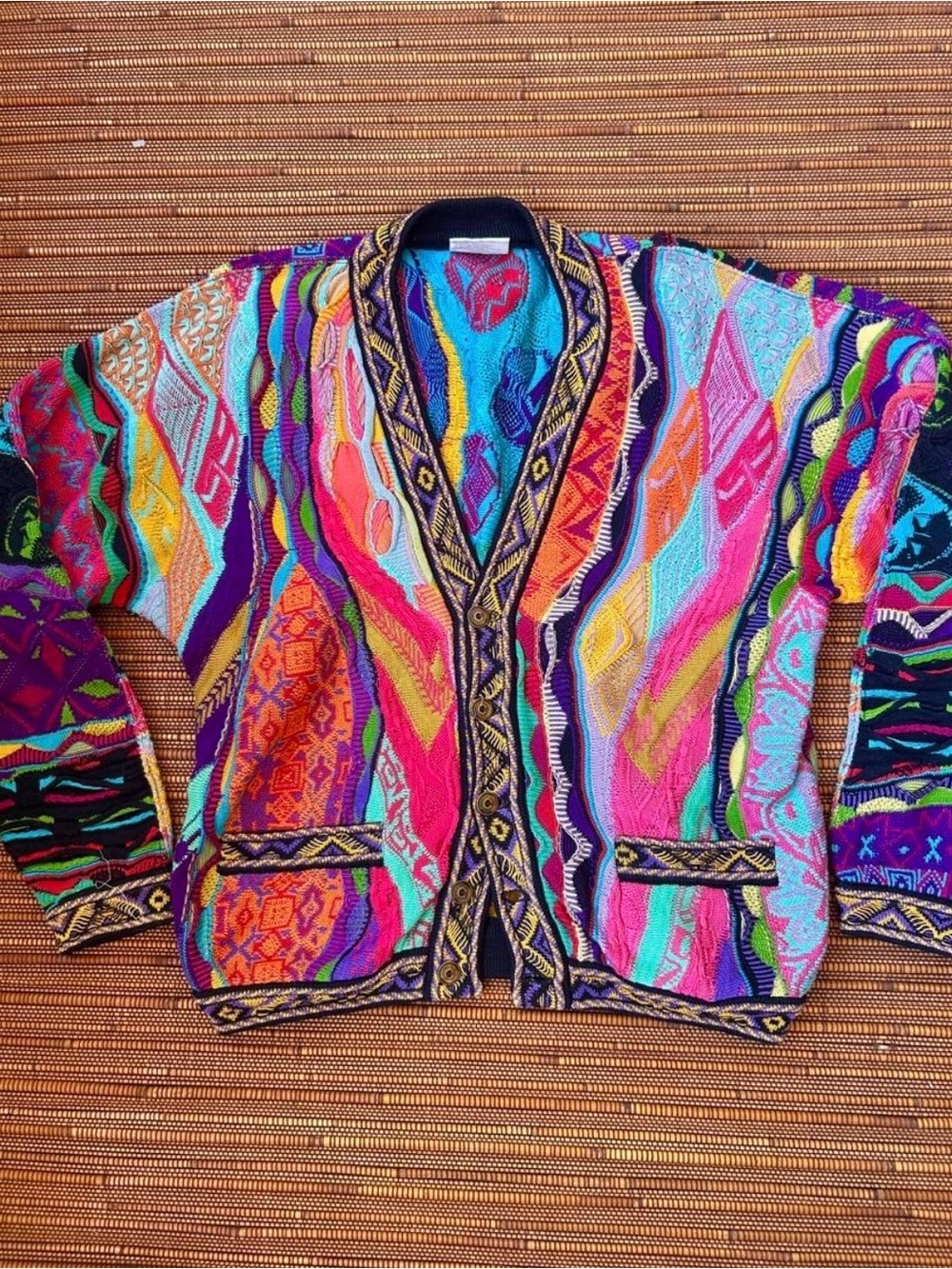 Authentic Australian COOGI Vibrant Patterned Knit Cotton Cardigan